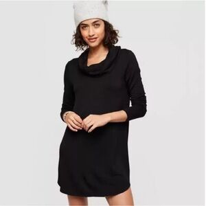 LOFT Black Super Soft Cowl Neck Long Sleeve Dress NWT